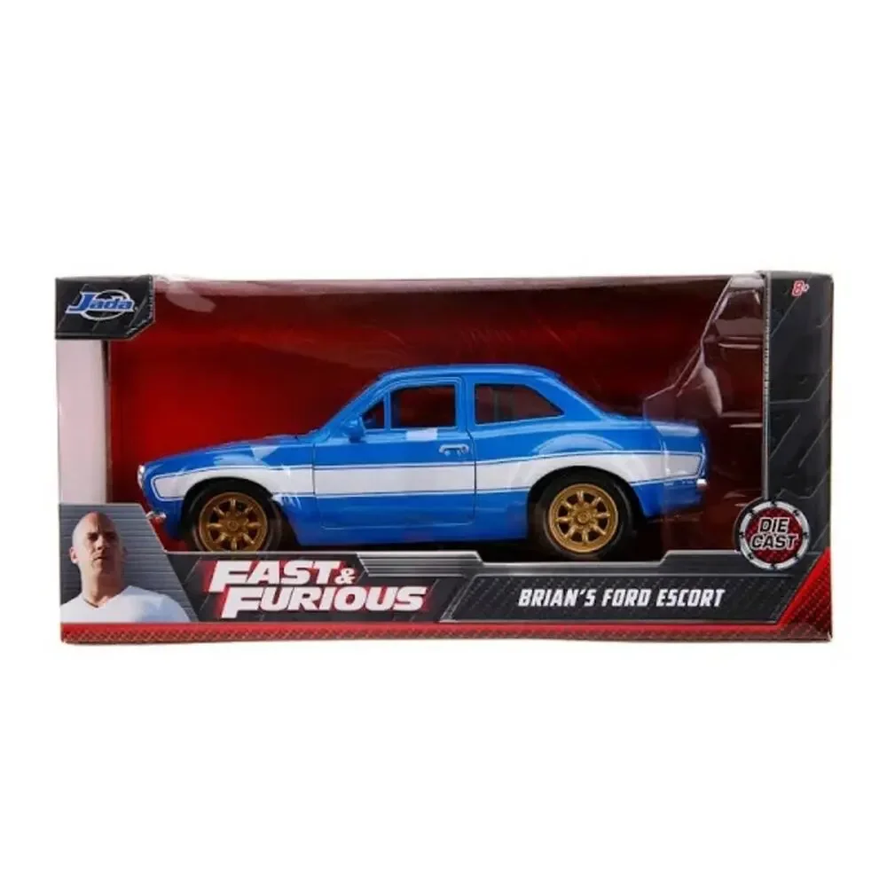 NIB! Jada Toys 1:24 Fast & Furious 1970 Brian's Ford Escort Blue White Stripes